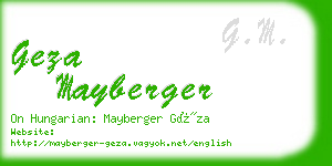 geza mayberger business card